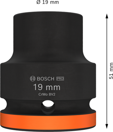 Kunci sok impak Bosch PRO 19 mm dengan penggerak 3/4 inci.